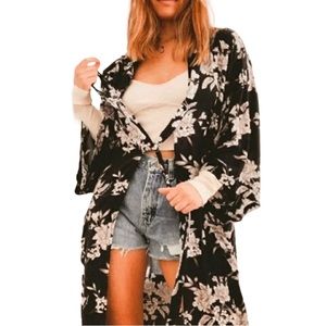Spiritual Gagster Kimono Robe Coverup Layering Black white gray.